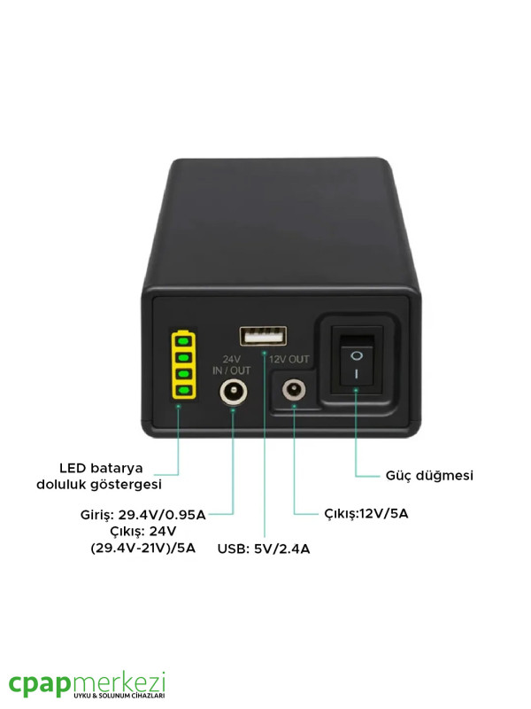 CPAP Cihazı Batarya ve Yedek Güç Kaynağı PB240B4 CPAP Cihazı Batarya ve Yedek Güç Kaynağı PB240B4
